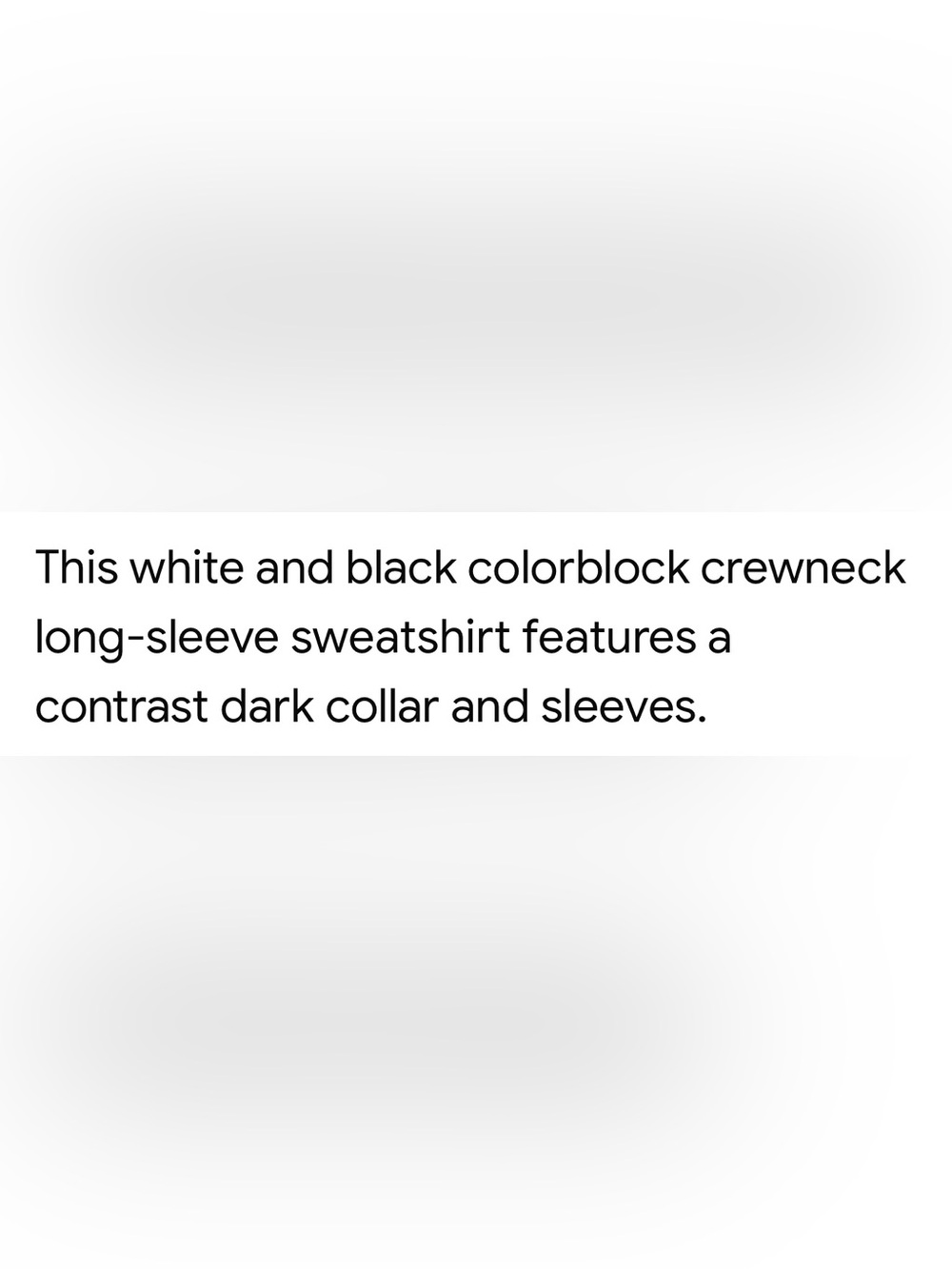 Men's Two-Tone Crewneck Sweatshirt  Cuff Sleeves White/Black Size-XL NIB - Picture 7 of 7